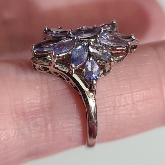 925 tourmaline stauer sterling silver cluster ring lavender purple sz 6 estate - Picture 5 of 16